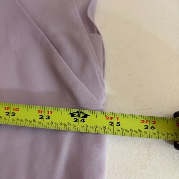 Chaus Blouse Women's XL Purple V-Neck Short Sleeve Ruffle Career Sheer Top - Picture 8 of 8
